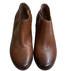 Dansko Reina Womens Leather Ankle Boots Brown Block Heel Side Zip Size 38 7.5/8